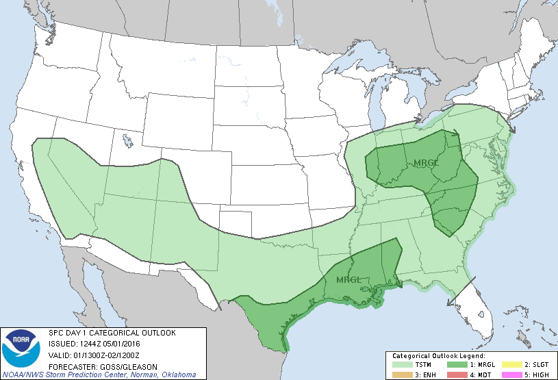 Storm Prediction Center May 1, 2016 Morning Outlook