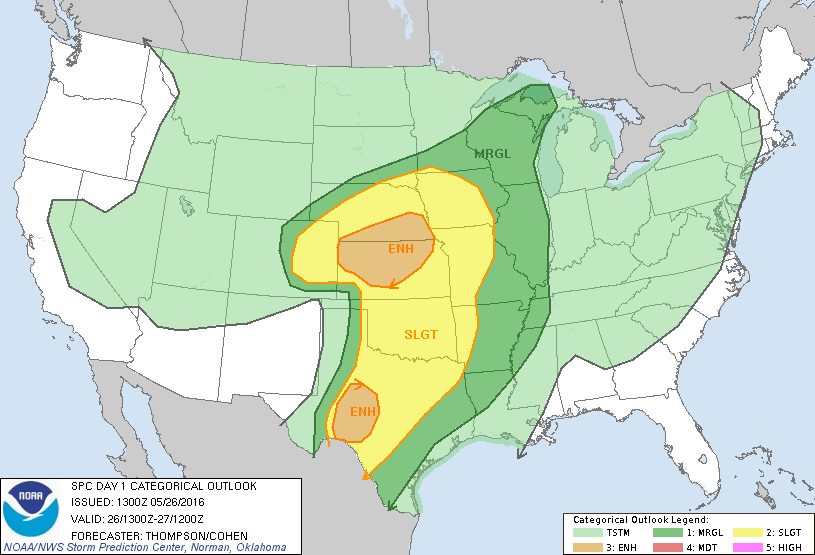 Storm Prediction Center May 26, 2016 Morning Outlook