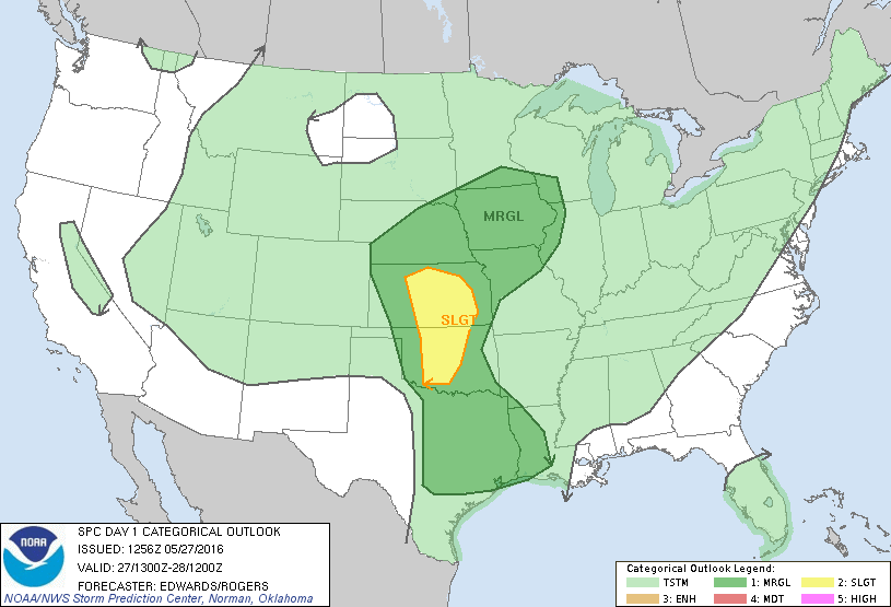 Storm Prediction Center May 27, 2016 Morning Outlook