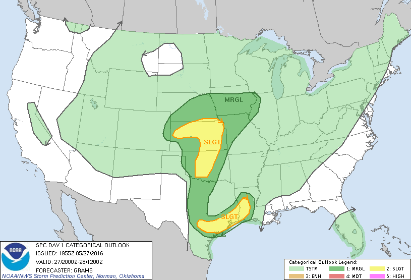 Storm Prediction Center May 27, 2016 Afternoon Outlook