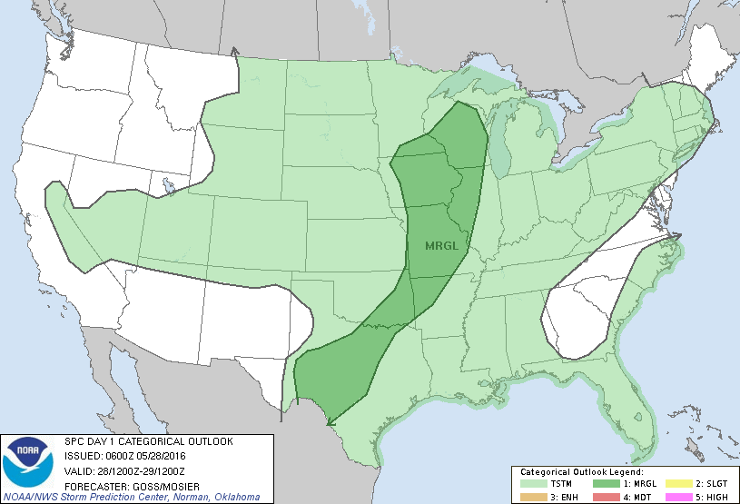 Storm Prediction Center May 28, 2016 Early Morning UTC Day 1 Convective Outlook