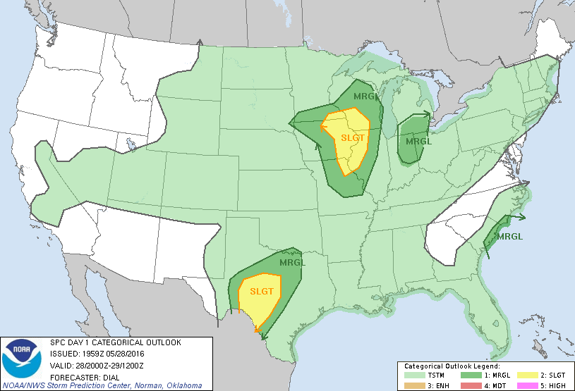 Storm Prediction Center May 28, 2016 Late Morning Outlook