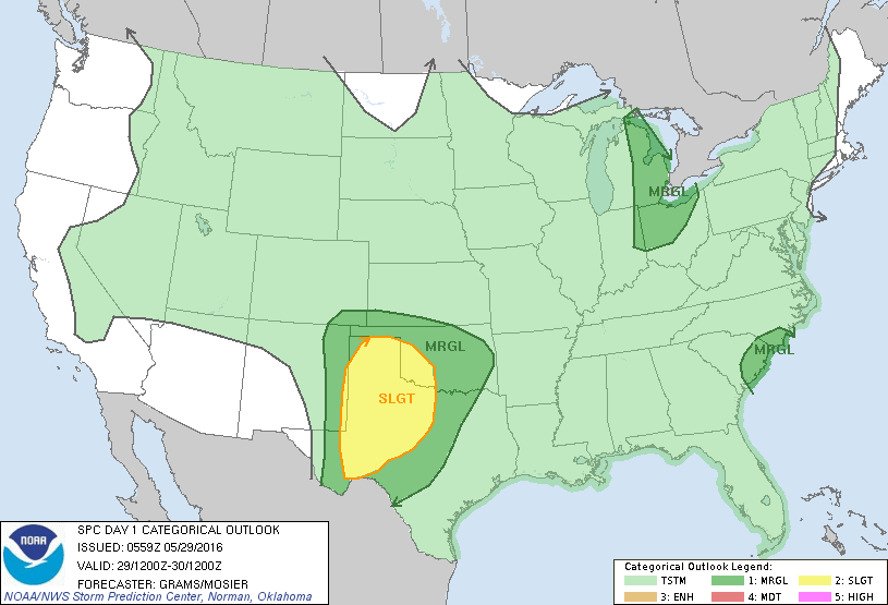 Storm Prediction Center May 29, 2016 Early Morning UTC Day 1 Convective Outlook