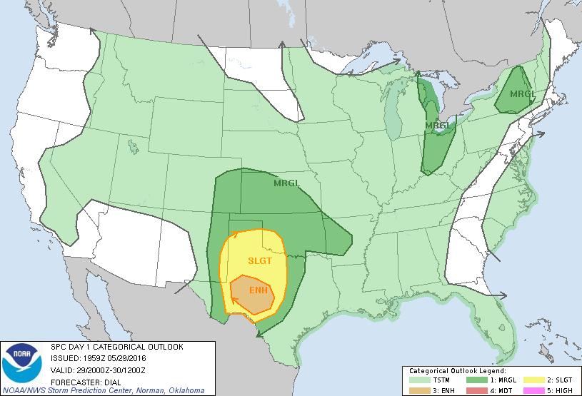 Storm Prediction Center May 29, 2016 Afternoon Outlook