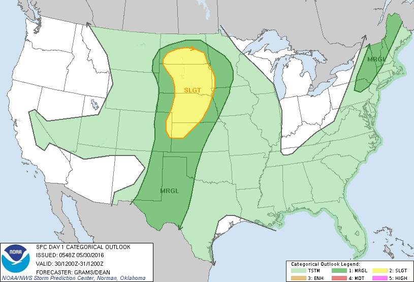 Storm Prediction Center May 30, 2016 Early Morning UTC Day 1 Convective Outlook