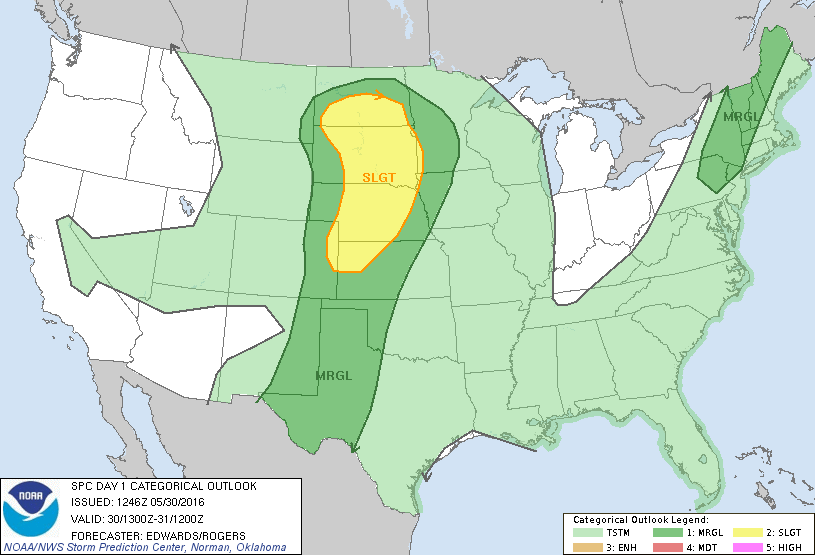 Storm Prediction Center May 30, 2016 Morning Outlook