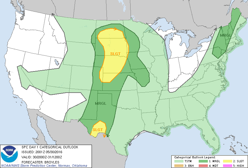 Storm Prediction Center May 30, 2016 Afternoon Outlook