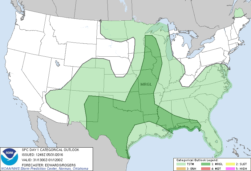 Storm Prediction Center May 31, 2016 Morning Outlook