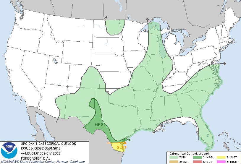 Storm Prediction Center Jun 1, 2016 UTC Evening Outlook