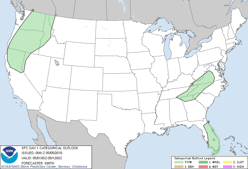 Storm Prediction Center May 5, 2016 UTC Evening Outlook