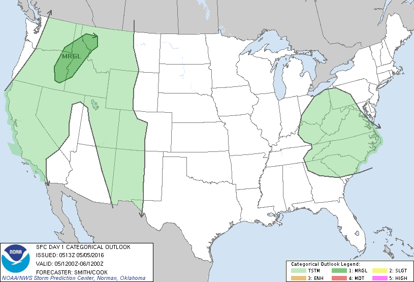 Storm Prediction Center May 5, 2016 Early Morning UTC Day 1 Convective Outlook