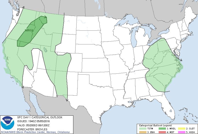 Storm Prediction Center May 5, 2016 Afternoon Outlook