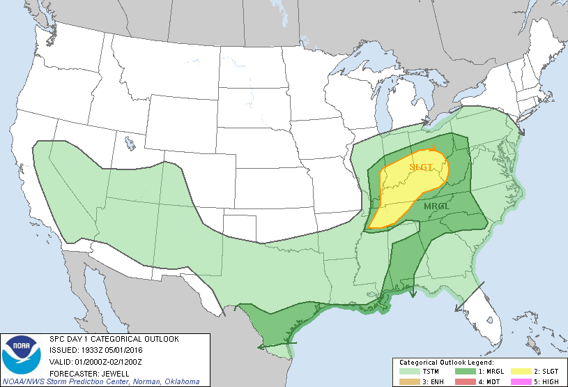 Storm Prediction Center May 1, 2016 Afternoon Outlook