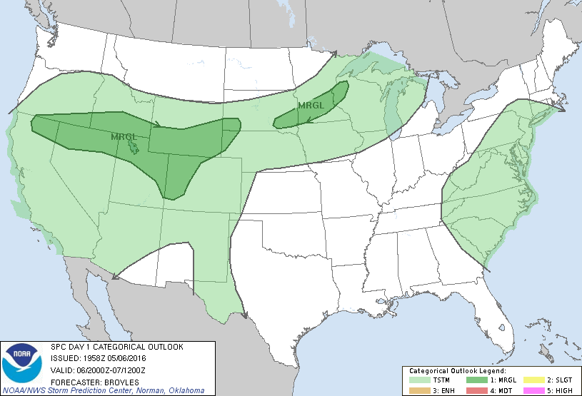 Storm Prediction Center May 6, 2016 Afternoon Outlook