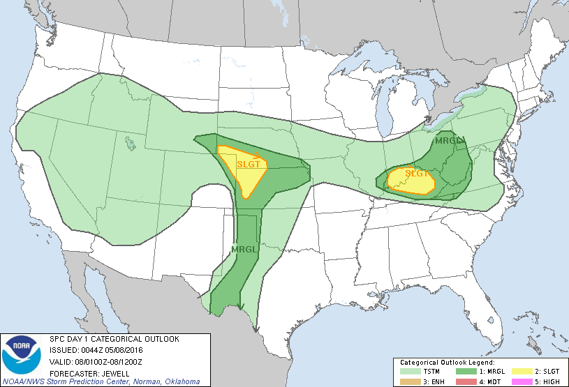 Storm Prediction Center May 8, 2016 UTC Evening Outlook