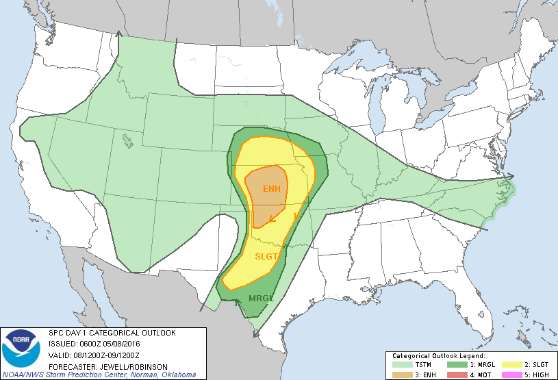 Storm Prediction Center May 8, 2016 Early Morning UTC Day 1 Convective Outlook