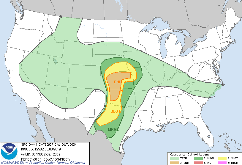 Storm Prediction Center May 8, 2016 Morning Outlook