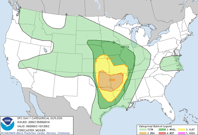 Storm Prediction Center May 9, 2016 Late Morning Outlook
