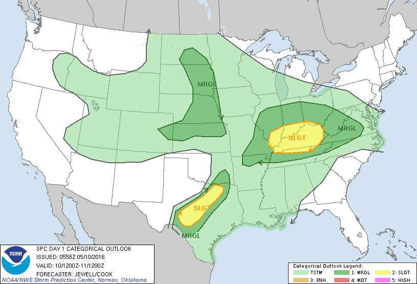 Storm Prediction Center May 10, 2016 Early Morning UTC Day 1 Convective Outlook