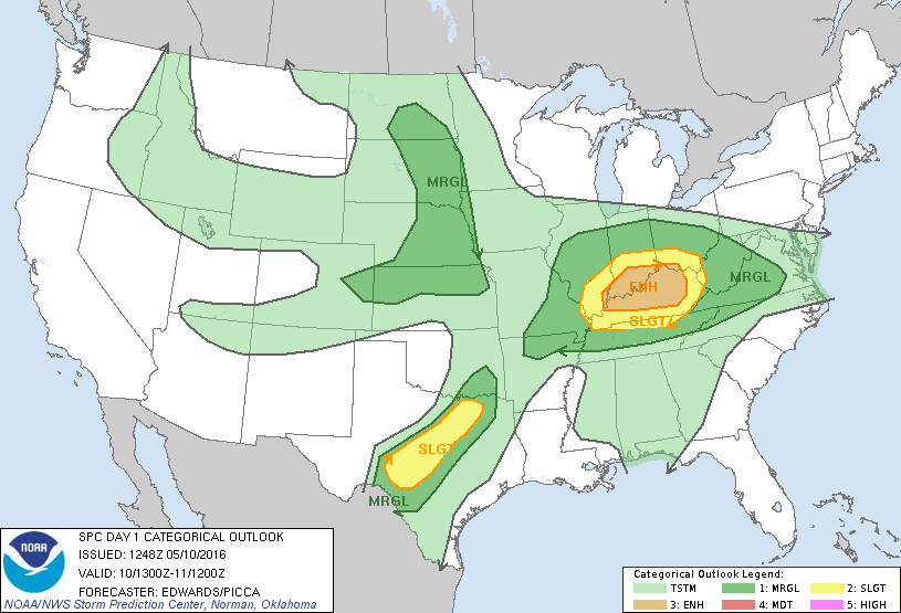 Storm Prediction Center May 10, 2016 Morning Outlook