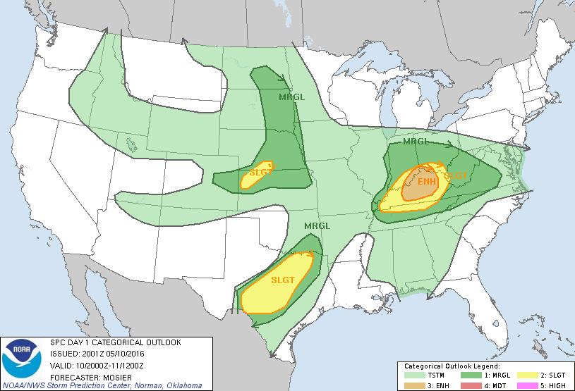 Storm Prediction Center May 10, 2016 Afternoon Outlook