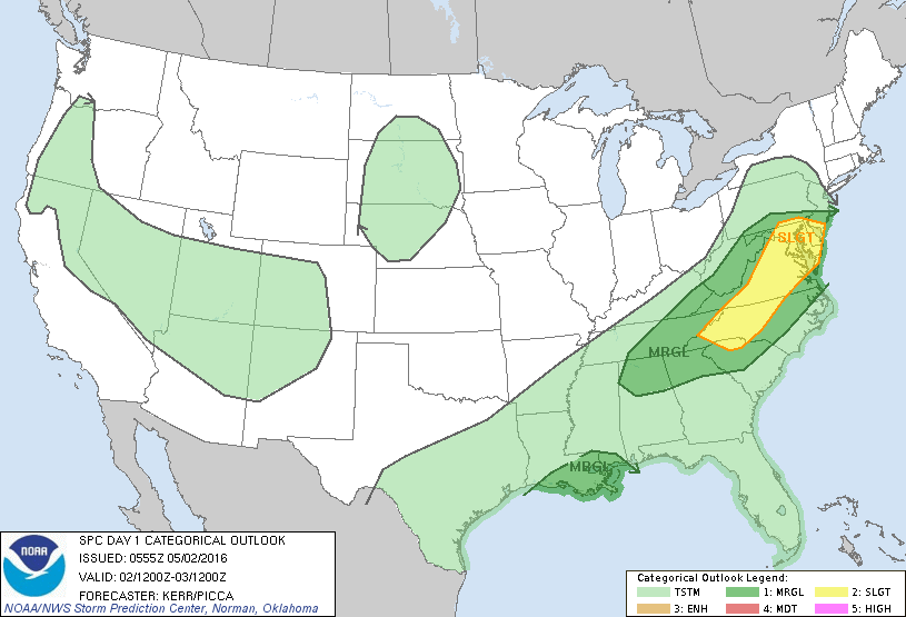 Storm Prediction Center May 2, 2016 Early Morning UTC Day 1 Convective Outlook