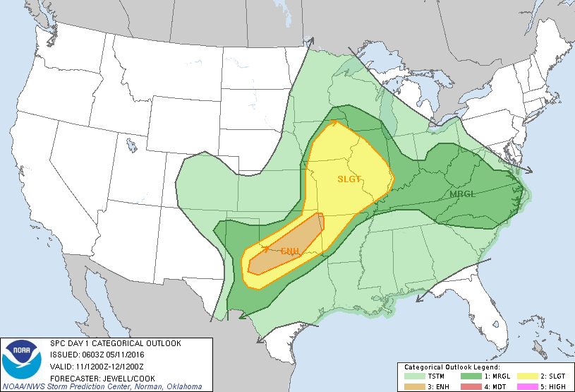 Storm Prediction Center May 11, 2016 Early Morning UTC Day 1 Convective Outlook