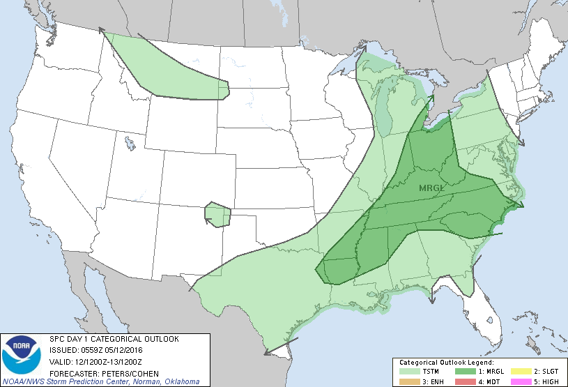 Storm Prediction Center May 12, 2016 Early Morning UTC Day 1 Convective Outlook