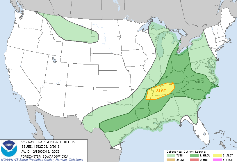 Storm Prediction Center May 12, 2016 Morning Outlook