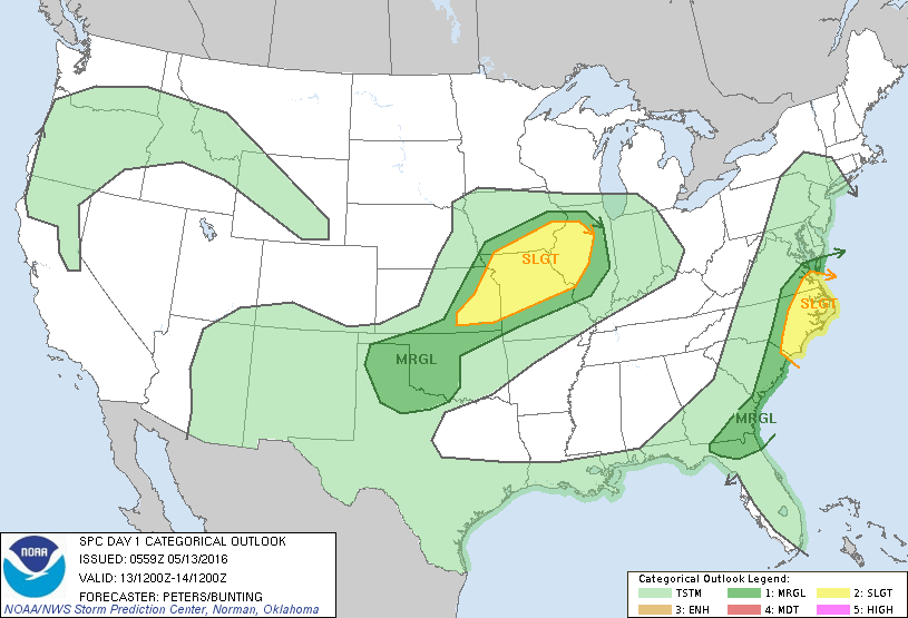 Storm Prediction Center May 13, 2016 Early Morning UTC Day 1 Convective Outlook