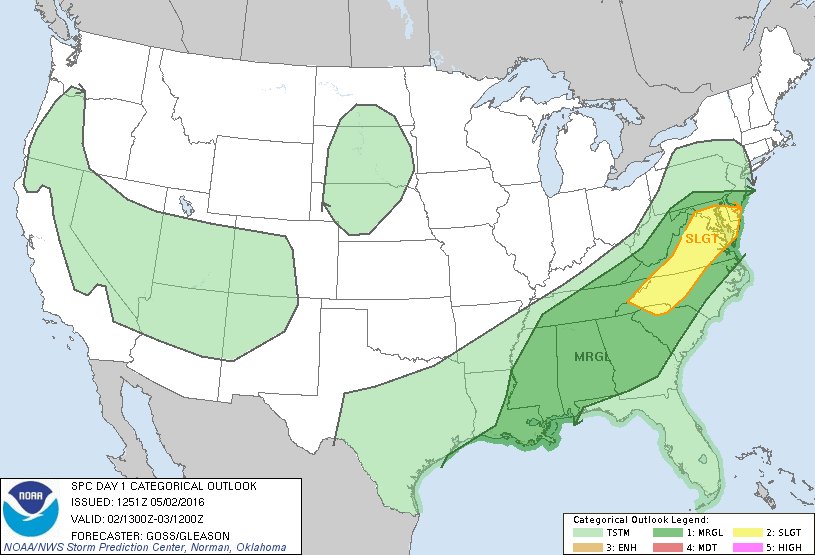 Storm Prediction Center May 2, 2016 Morning Outlook