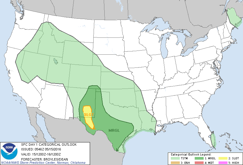 Storm Prediction Center May 15, 2016 Early Morning UTC Day 1 Convective Outlook