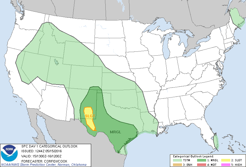 Storm Prediction Center May 15, 2016 Morning Outlook