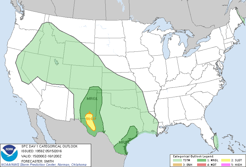 Storm Prediction Center May 15, 2016 Afternoon Outlook