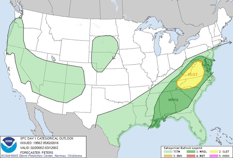 Storm Prediction Center May 2, 2016 Afternoon Outlook