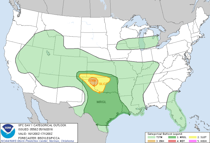Storm Prediction Center May 16, 2016 Early Morning UTC Day 1 Convective Outlook