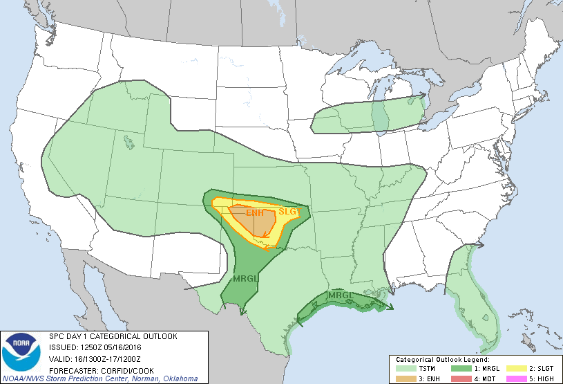 Storm Prediction Center May 16, 2016 Morning Outlook