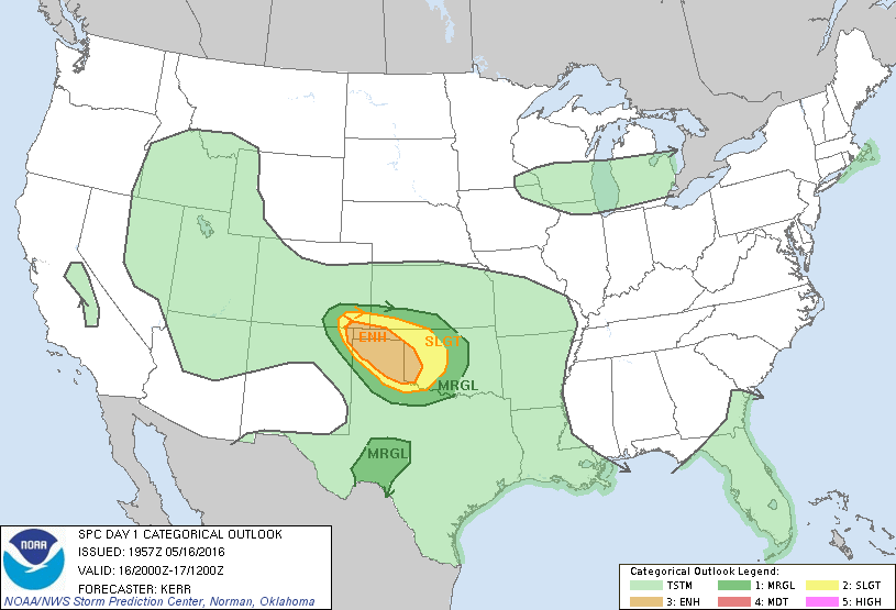 Storm Prediction Center May 16, 2016 Late Morning Outlook