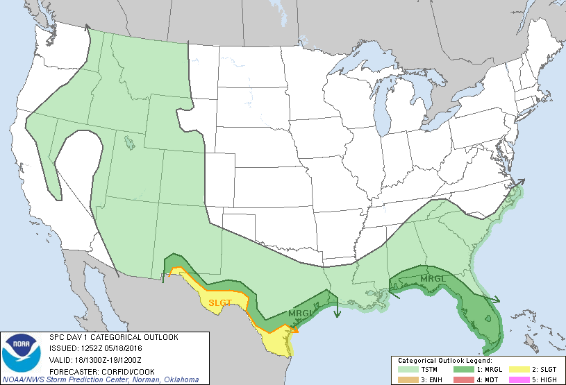 Storm Prediction Center May 18, 2016 Morning Outlook