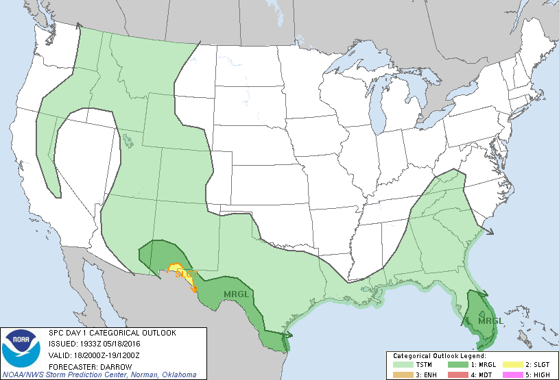 Storm Prediction Center May 18, 2016 Afternoon Outlook