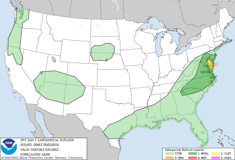 Storm Prediction Center May 3, 2016 UTC Evening Outlook