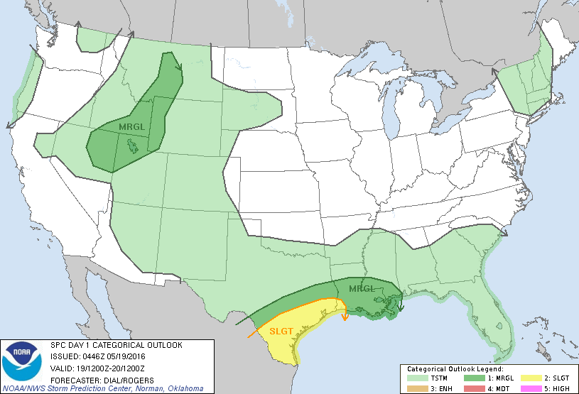 Storm Prediction Center May 19, 2016 Early Morning UTC Day 1 Convective Outlook
