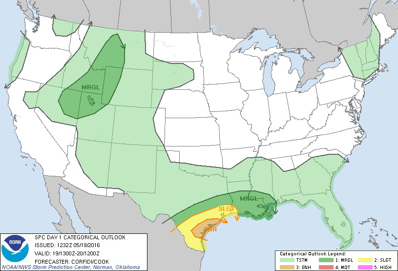Storm Prediction Center May 19, 2016 Morning Outlook