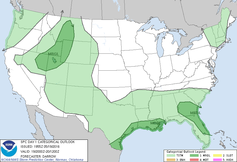Storm Prediction Center May 19, 2016 Afternoon Outlook