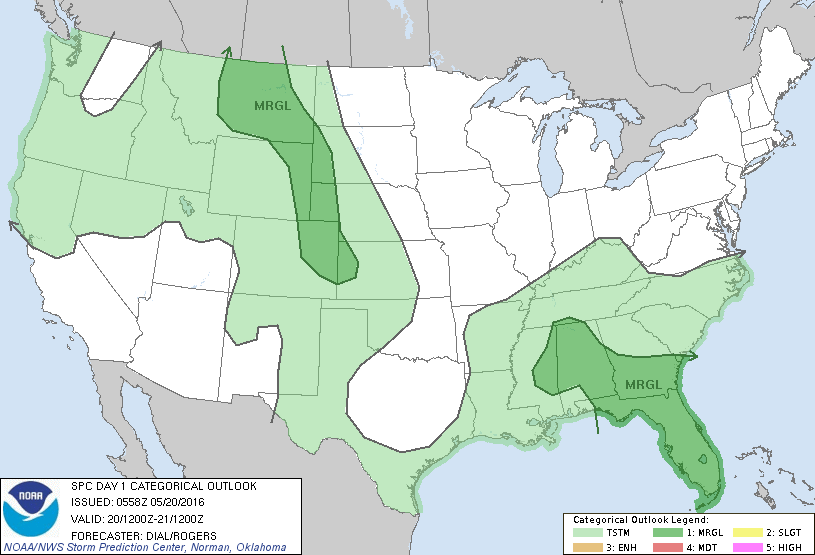 Storm Prediction Center May 20, 2016 Early Morning UTC Day 1 Convective Outlook