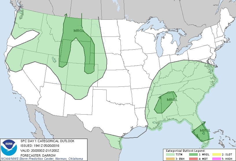 Storm Prediction Center May 20, 2016 Afternoon Outlook