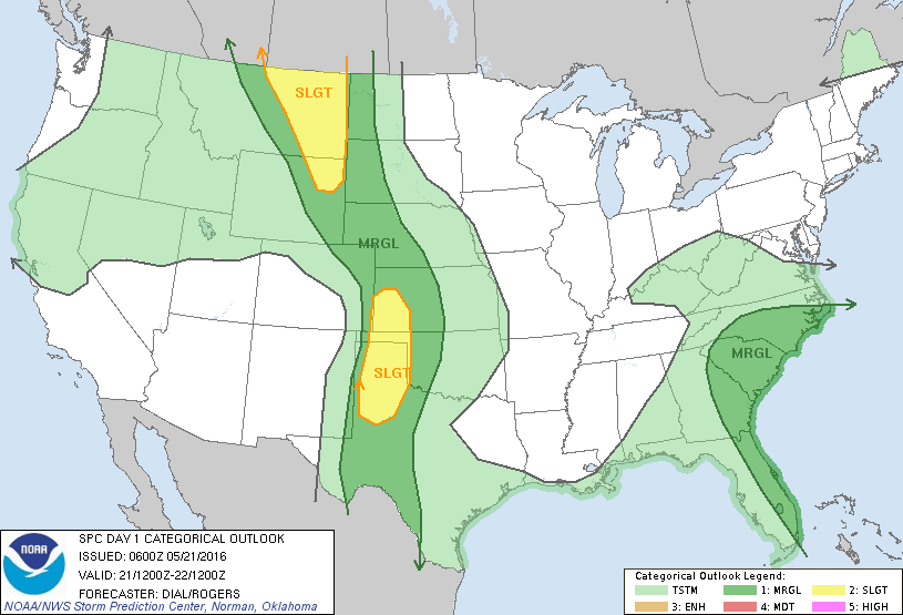 Storm Prediction Center May 21, 2016 Early Morning UTC Day 1 Convective Outlook