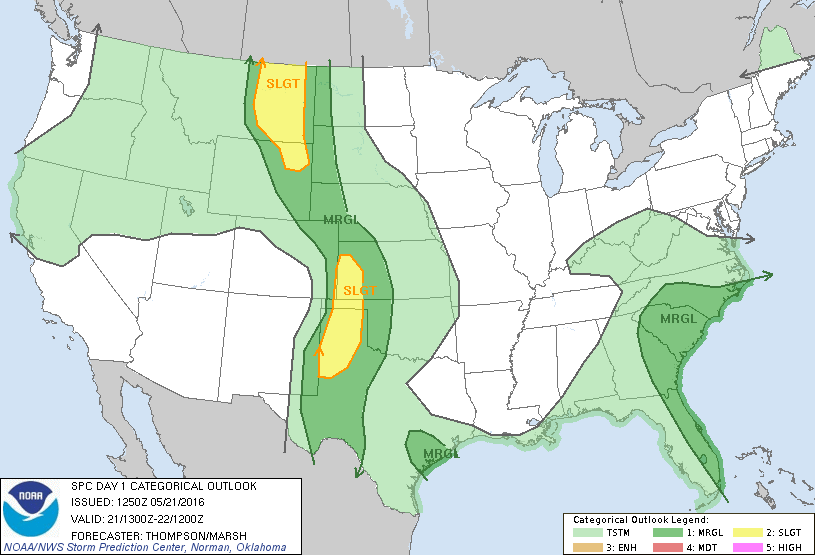 Storm Prediction Center May 21, 2016 Morning Outlook