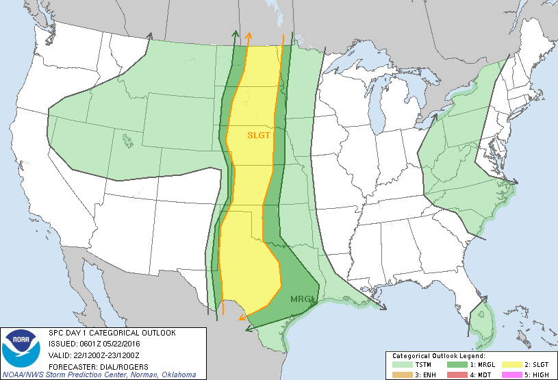 Storm Prediction Center May 22, 2016 Early Morning UTC Day 1 Convective Outlook