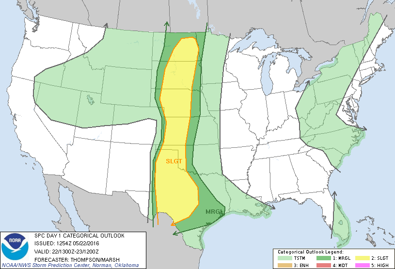 Storm Prediction Center May 22, 2016 Morning Outlook